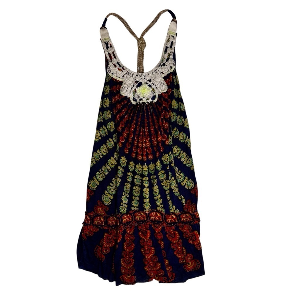 Free People Blue and Orange Print Top Tank Dress
Size SM Embroidery Swim Cover - Picture 3 of 14